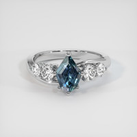 1.23 Ct. Greenish Blue Sapphire Ring, 18K White Gold 1