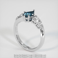 1.23 Ct. Greenish Blue Sapphire Ring, 18K White Gold 2