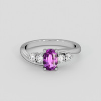 0.66 Ct. Pinkish Purple Sapphire Ring, 18K White Gold 1