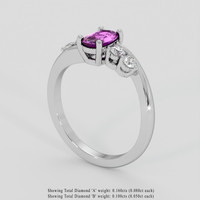0.66 Ct. Pinkish Purple Sapphire Ring, 18K White Gold 2