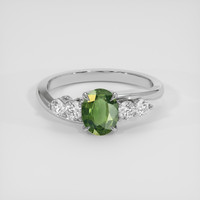 1.18 Ct. Green Sapphire Ring, 18K White Gold 1