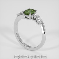 1.18 Ct. Green Sapphire Ring, 18K White Gold 2