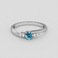 0.70 Ct. Greenish Blue Sapphire Ring, 18K White Gold 1