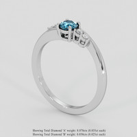 0.70 Ct. Greenish Blue Sapphire Ring, 18K White Gold 2