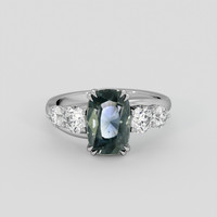 4.17 Ct. Bluish Green Sapphire Ring, 18K White Gold 1