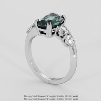 4.17 Ct. Bluish Green Sapphire Ring, 18K White Gold 2