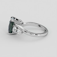 4.17 Ct. Bluish Green Sapphire Ring, 18K White Gold 4