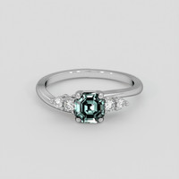 0.86 Ct. Bluish Green Sapphire Ring, 18K White Gold 1
