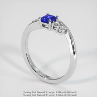 0.79 Ct. Sapphire Ring, 18K White Gold 2