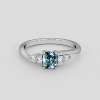 0.72 Ct. Greenish Blue Sapphire Ring, 18K White Gold 1