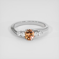 0.83 Ct. Peach Sapphire Ring, 18K White Gold 1