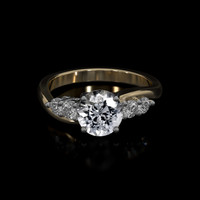 1.58 Ct. White Sapphire Ring, 14K White & Yellow 1