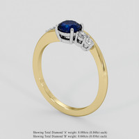 0.88 Ct. Blue Sapphire Ring, 18K White & Yellow 2