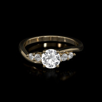 0.81 Ct. White Sapphire Ring, 10K Yellow Gold 1