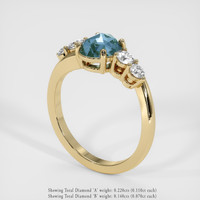 1.18 Ct. Greenish Blue Sapphire Ring, 14K Yellow Gold 2