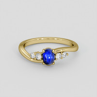 0.97 Ct. Blue Sapphire Ring, 14K Yellow Gold 1