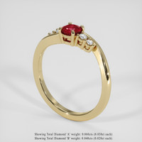 0.50 Ct. Ruby Ring, 18K Yellow Gold 2