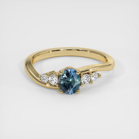 0.70 Ct. Greenish Blue Sapphire Ring, 18K Yellow Gold 1