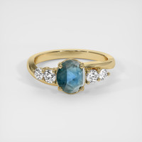 1.18 Ct. Greenish Blue Sapphire Ring, 18K Yellow Gold 1