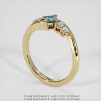 0.36 Ct. Greenish Blue Sapphire Ring, 18K Yellow Gold 2