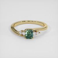 1.01 Ct. Bluish Green Sapphire Ring, 18K Yellow Gold 1