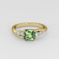 1.50 Ct. Yellowish Green Sapphire Ring, 18K Yellow Gold 1