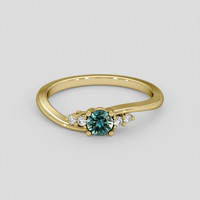 0.39 Ct. Bluish Green Sapphire Ring, 18K Yellow Gold 1