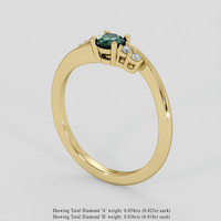 0.39 Ct. Bluish Green Sapphire Ring, 18K Yellow Gold 2