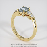 1.64 Ct. Greenish Blue Sapphire Ring, 18K Yellow Gold 2