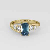 2.01 Ct. Greenish Blue Sapphire Ring, 18K Yellow Gold 1