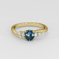 0.71 Ct. Greenish Blue Sapphire Ring, 18K Yellow Gold 1