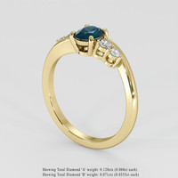 0.71 Ct. Greenish Blue Sapphire Ring, 18K Yellow Gold 2