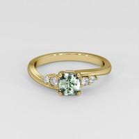 0.66 Ct. Green Sapphire Ring, 18K Yellow Gold 1