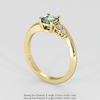 0.66 Ct. Green Sapphire Ring, 18K Yellow Gold 2