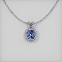 0.80 Ct. Blue Sapphire Pendant, 14K White Gold 1