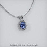 0.80 Ct. Blue Sapphire Pendant, 14K White Gold 2