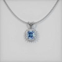 1.21 Ct. Greenish Blue Sapphire Pendant, 14K White Gold 1