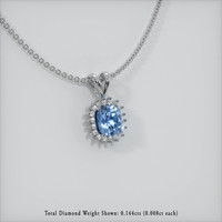 1.21 Ct. Greenish Blue Sapphire Pendant, 14K White Gold 2