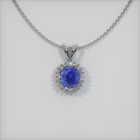 0.76 Ct. Blue Sapphire Pendant, 14K White Gold 1