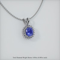 0.76 Ct. Blue Sapphire Pendant, 14K White Gold 2