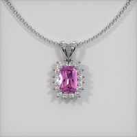 0.54 Ct. Pink Sapphire Pendant, 14K White Gold 1