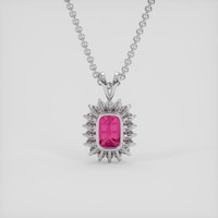 2.10 Ct. Pink Sapphire Pendant, 14K White Gold 4