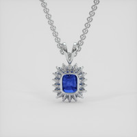 3.16 Ct. Blue Sapphire Pendant, 14K White Gold 4