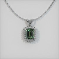 1.40 Ct. Bluish Green Sapphire Pendant, 14K White Gold 1