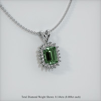 1.40 Ct. Bluish Green Sapphire Pendant, 14K White Gold 2