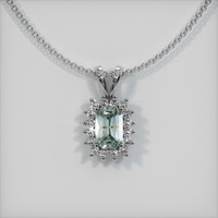 0.76 Ct. Bluish Green Sapphire Pendant, 14K White Gold 1