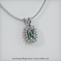 0.76 Ct. Bluish Green Sapphire Pendant, 14K White Gold 2