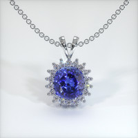1.47 Ct. Blue Sapphire Pendant, 18K White Gold 1