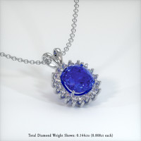 1.47 Ct. Blue Sapphire Pendant, 18K White Gold 2