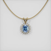 1.21 Ct. Greenish Blue Sapphire Pendant, 14K Yellow Gold 1